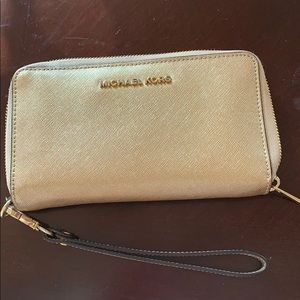 Michael Kors Gold Wristlet Wallet
